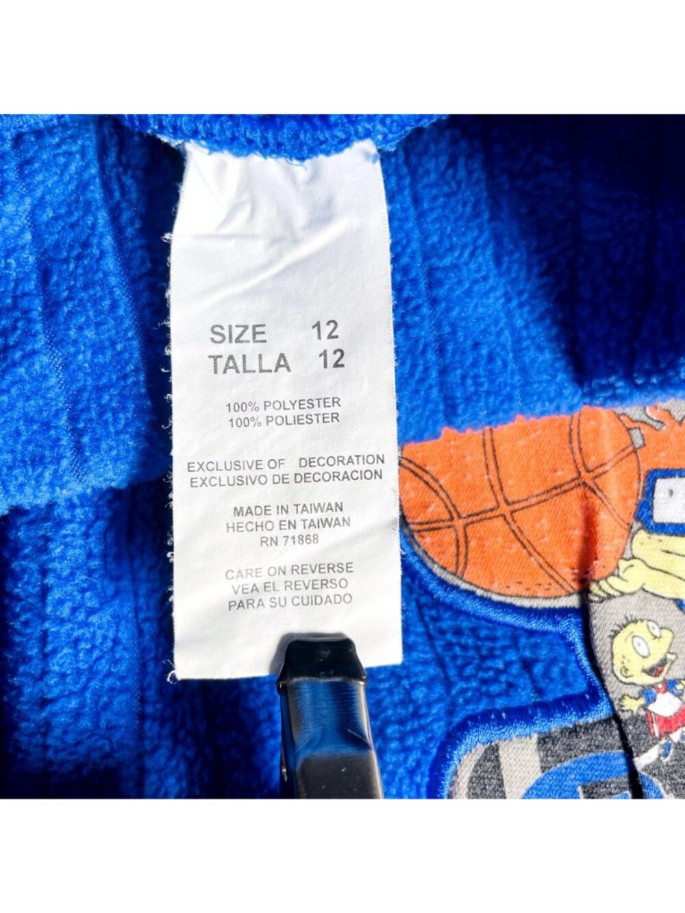 Vintage Y2K Rugrats Blue Fleece 1/4 Zipper Pullover Sweatshirt Jacket Y12 / XS - Picture 5 of 7